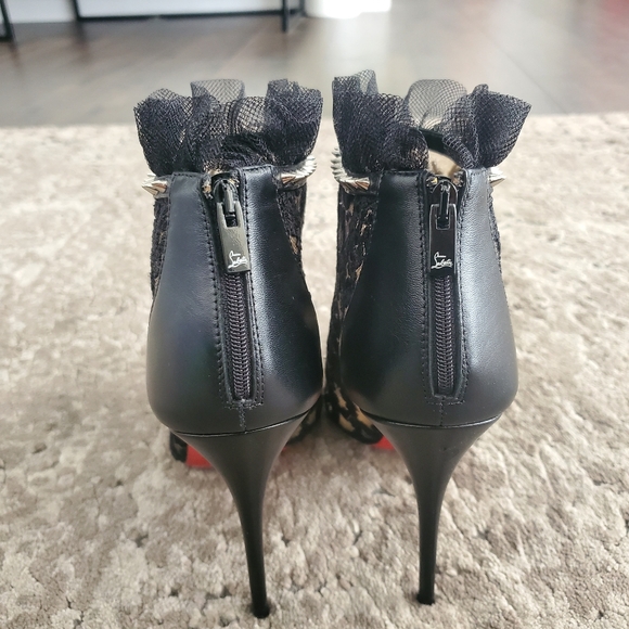 Christian Louboutin Pigalla 100 Lace Tulle Spiked Studded Boot 37.5 - Picture 9 of 13